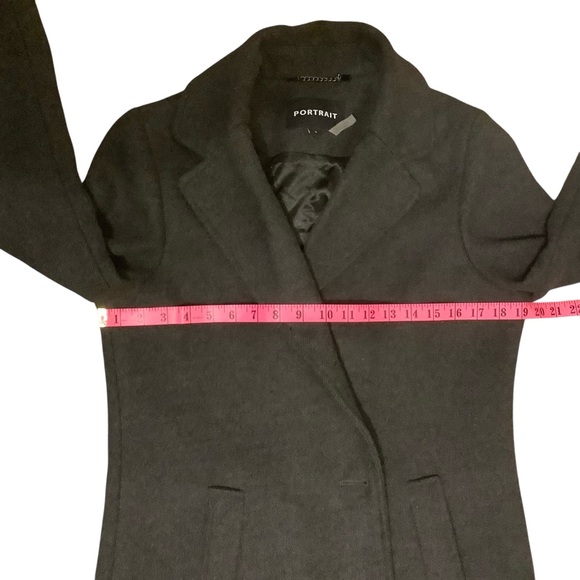 PORTRAIT LONG GRAY DOUBLE BREASTED BUTTON DOWN PEA COAT WITH POCKETS/ Size 6 - Picture 8 of 11